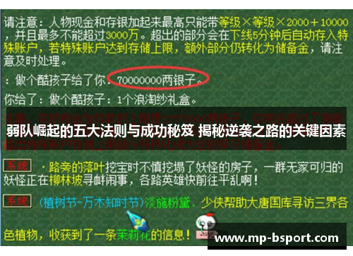 弱队崛起的五大法则与成功秘笈 揭秘逆袭之路的关键因素